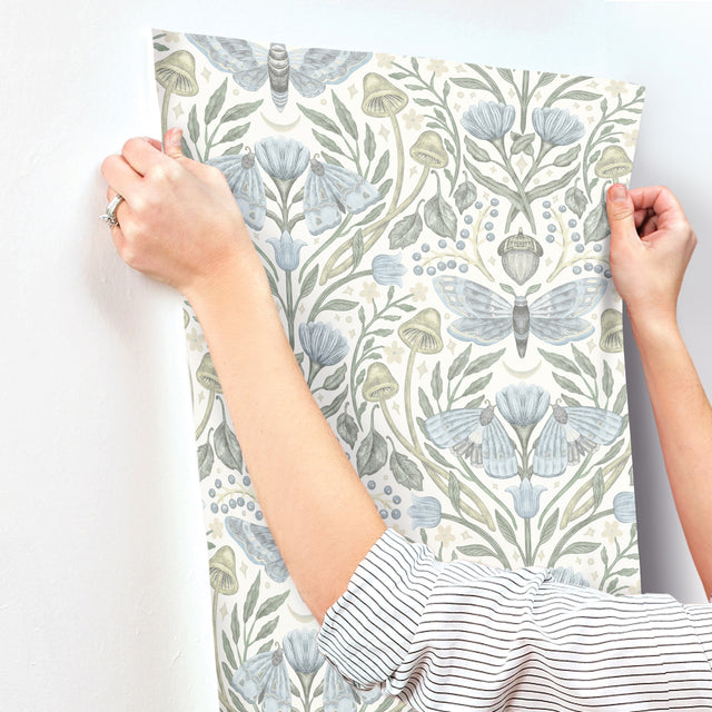 Mystic Moth Sky Blue by Chesapeake Forest Magic Wallpaper – Brewster Home Fashions 4169-83117