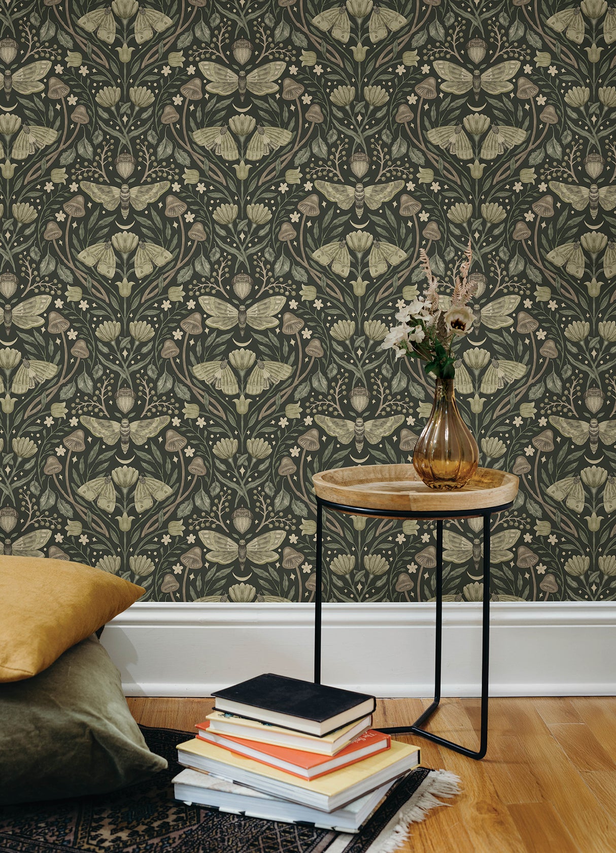 Mystic Moth Dark Green by Chesapeake Forest Magic Wallpaper – Brewster Home Fashions 4169-83120