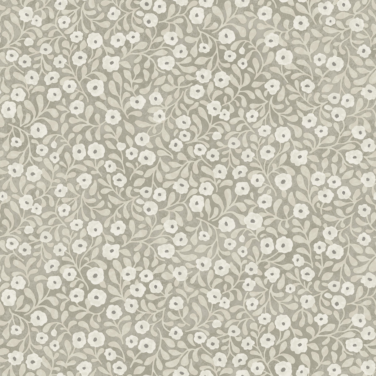 Chesapeake Poppy Trail Grey Floral Wallpaper roll and pattern
