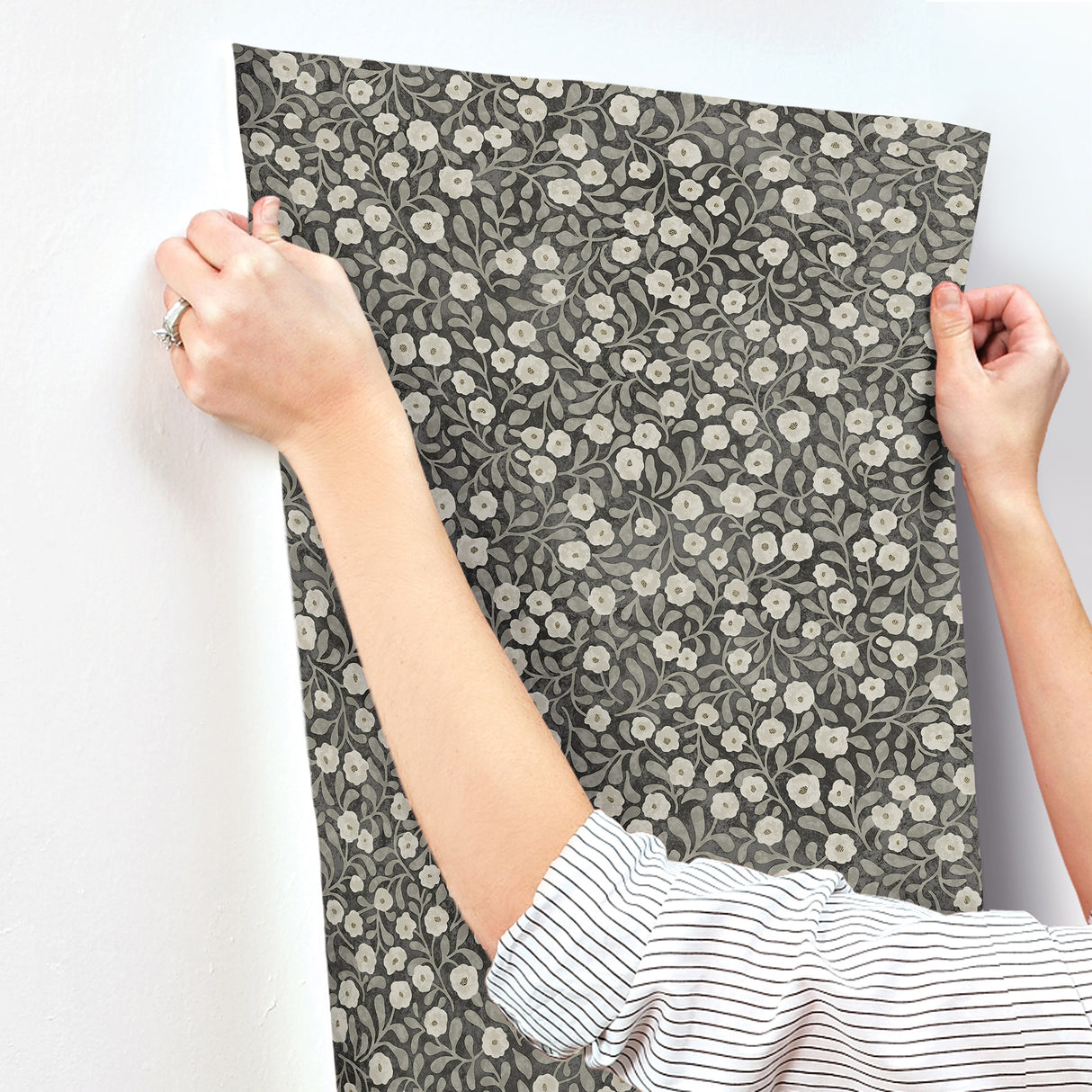 Poppy Trail Black by Chesapeake Botanical Floral Wallpaper – Brewster Home Fashions 4169-83133