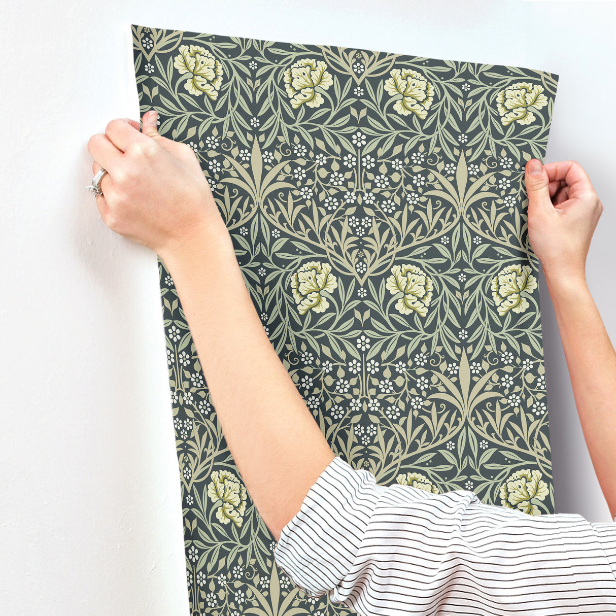 Oxford Union Sea Green by A-Street Prints Floral Vines Wallpaper – Brewster 4171-82047