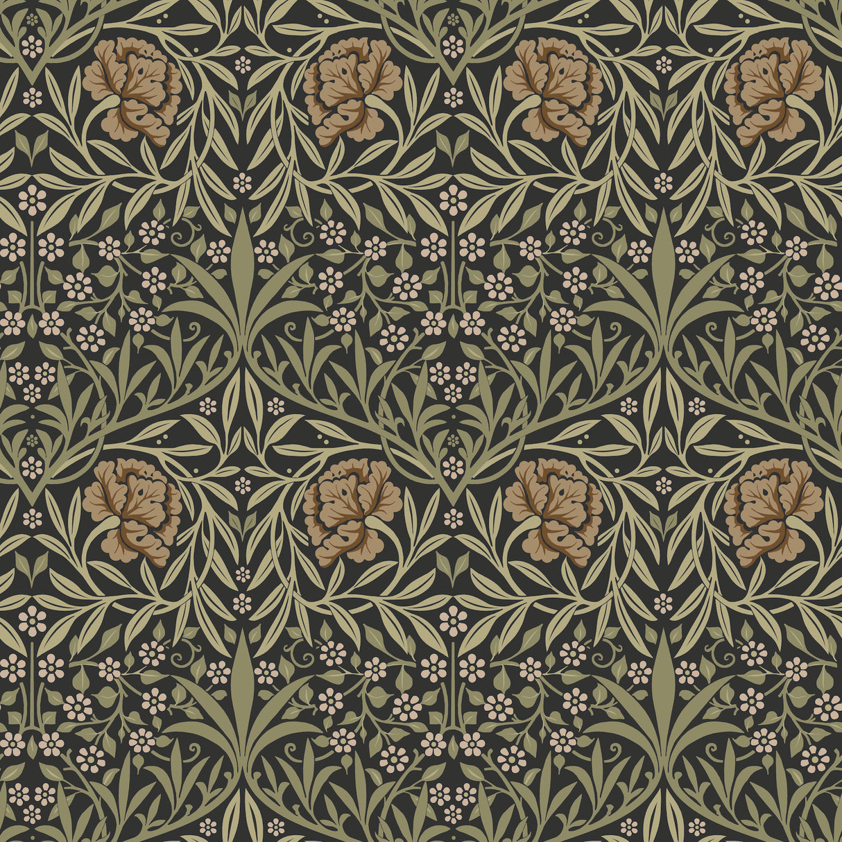 Oxford Union Black Floral Vines Wallpaper by A-Street Prints