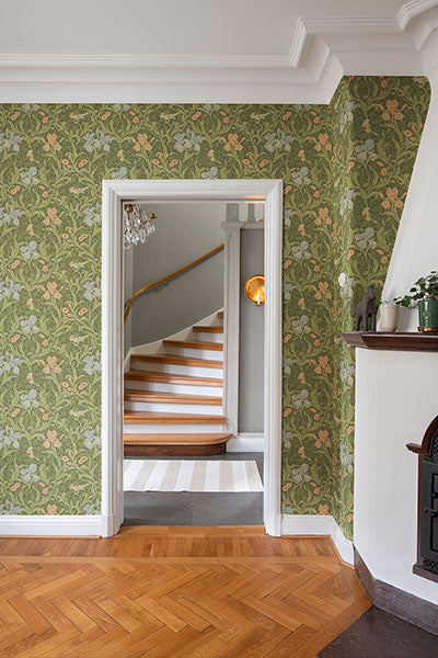 Iris Green by A-Street Prints Wild Gardens Wallpaper – Brewster 4171-82050