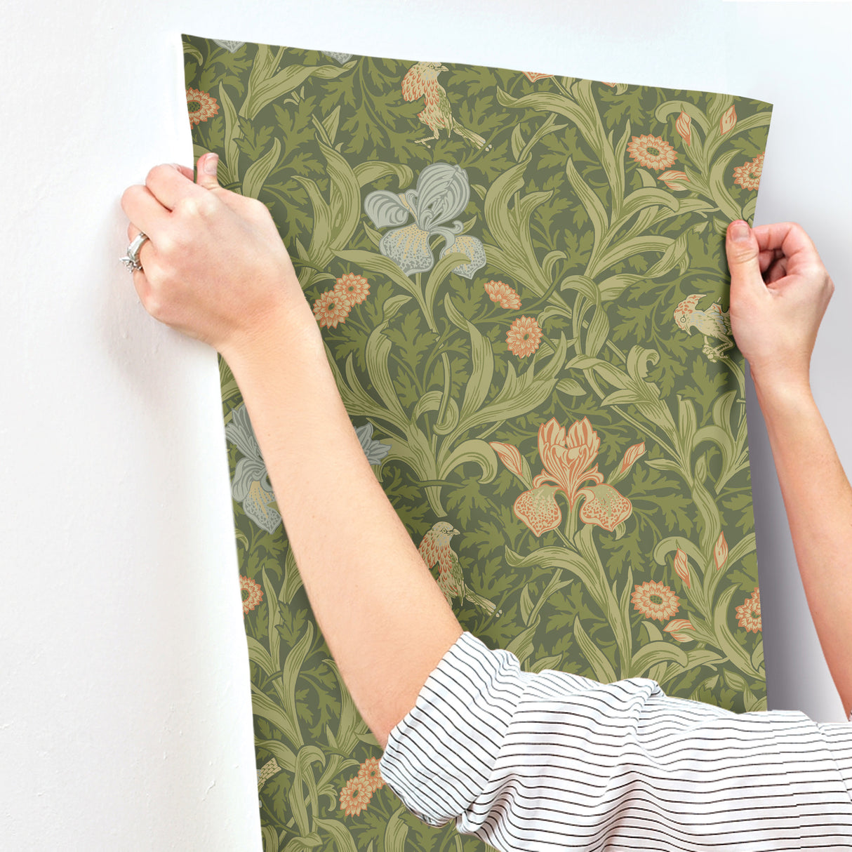 Iris Green by A-Street Prints Wild Gardens Wallpaper – Brewster 4171-82050