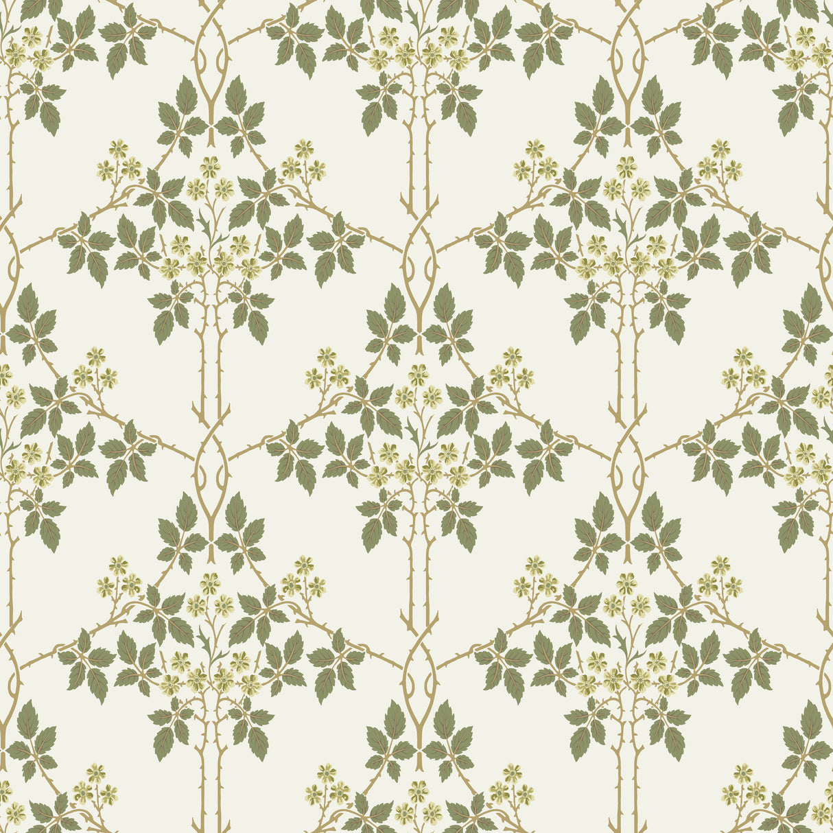 Blackberry Chartreuse vine trellis wallpaper pattern