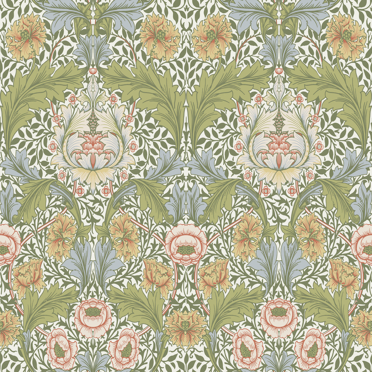Myrtle Green Floral Ogee Wallpaper by A-Street Prints