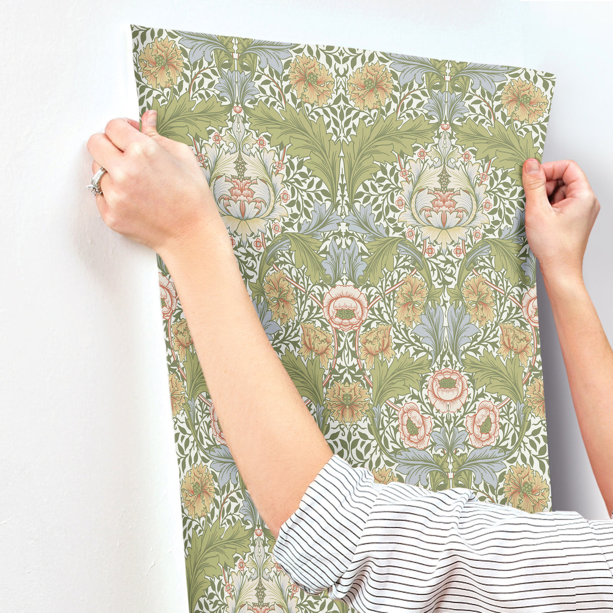 Myrtle Green by A-Street Prints Floral Ogee Wallpaper – Brewster Home Fashions 4171-82058
