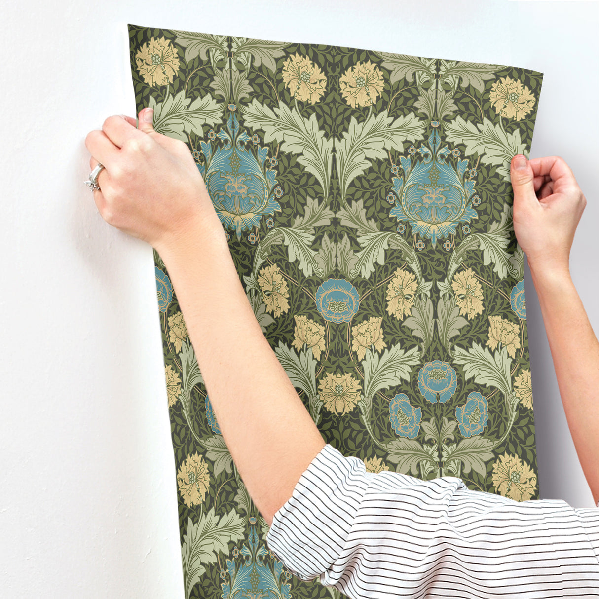 Myrtle Dark Green by A-Street Prints Floral Ogee Wallpaper – Brewster Home Fashions 4171-82060