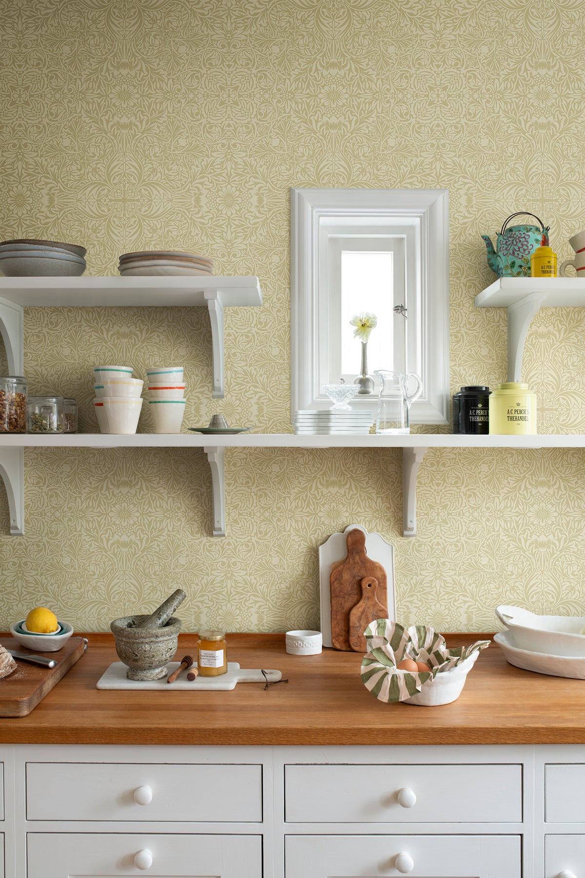 Ceiling Yellow Intricate Floral by A-Street Prints Wallpaper – Brewster Home Fashions 4171-82070