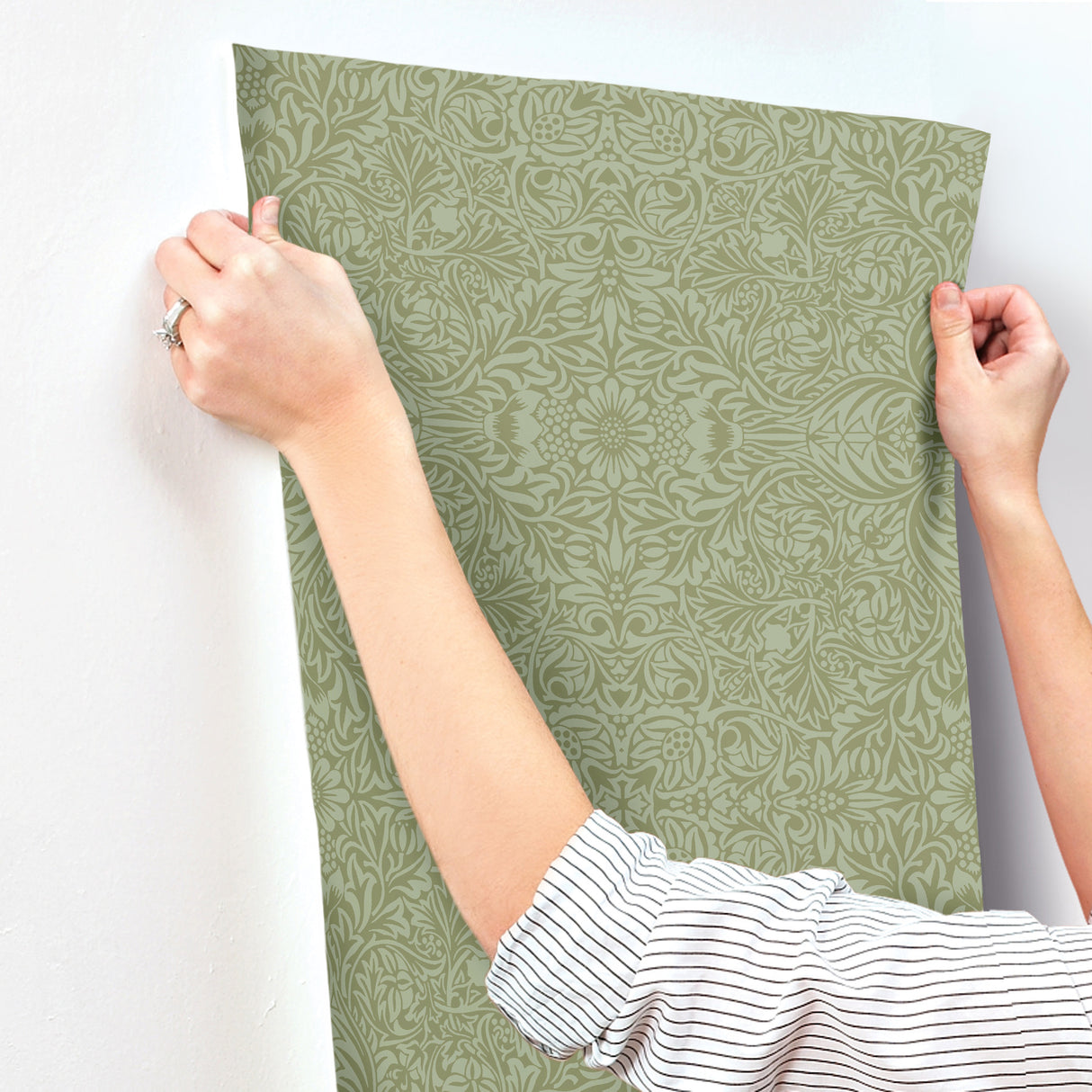 Ceiling Green Intricate Floral Wallpaper by A-Street Prints Wallpaper- Brewster Home Fashions 4171-82071