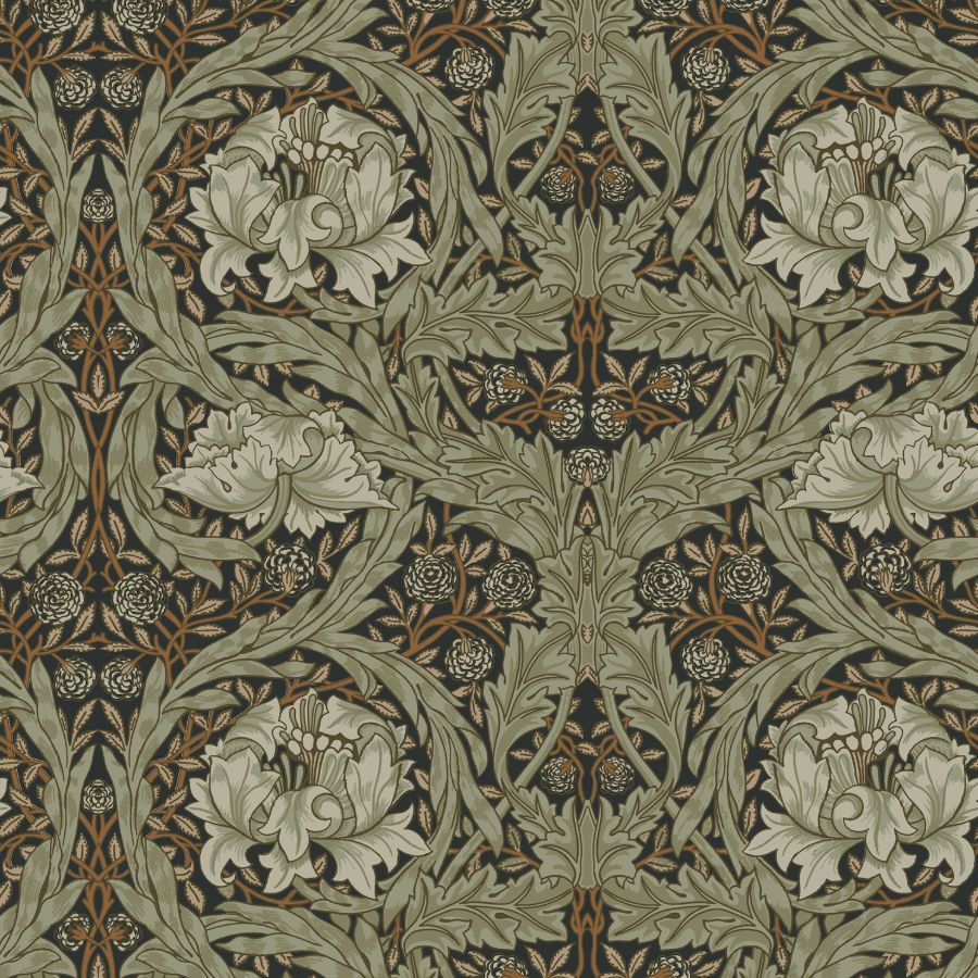 African Marigold Black Floral Wallpaper by A-Street Prints room and detail