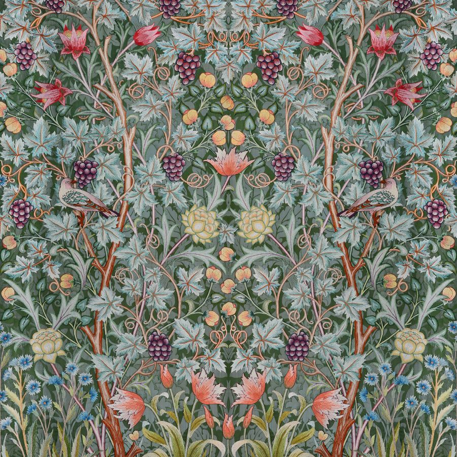 Vine Embroidery Sea Green Wall Mural by A-Street Prints