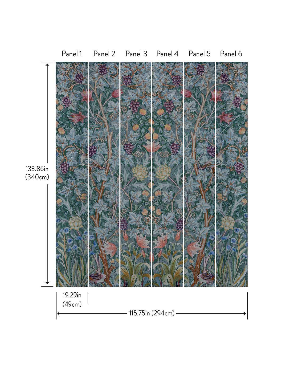 Vine Embroidery Teal by A-Street Prints Wall Mural – Brewster Home Fashions 4171-HT84002