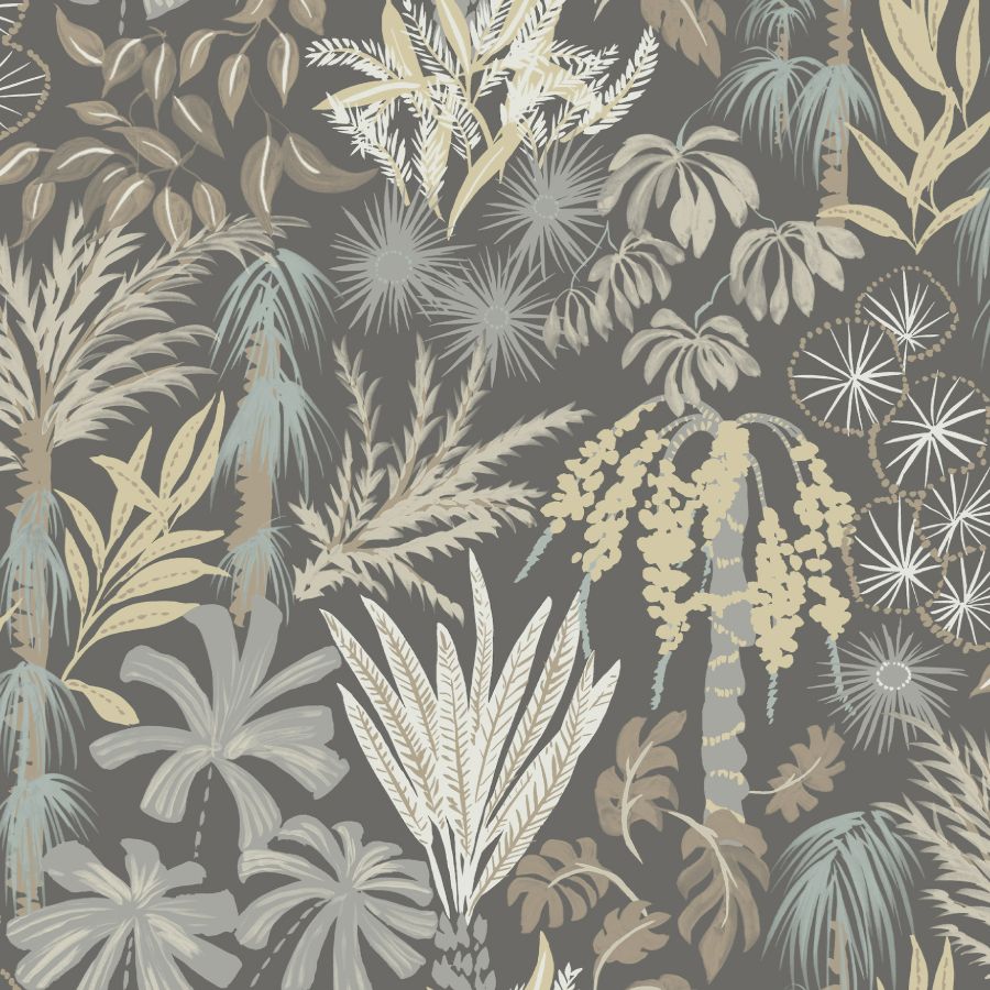 Everglades Grey botanical tropical trees wallpaper by A-Street Prints
