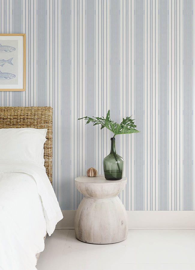Navarres Stripe Blue by A-Street Prints Faux Linen Wallpaper- A-Street Prints 4172-27484