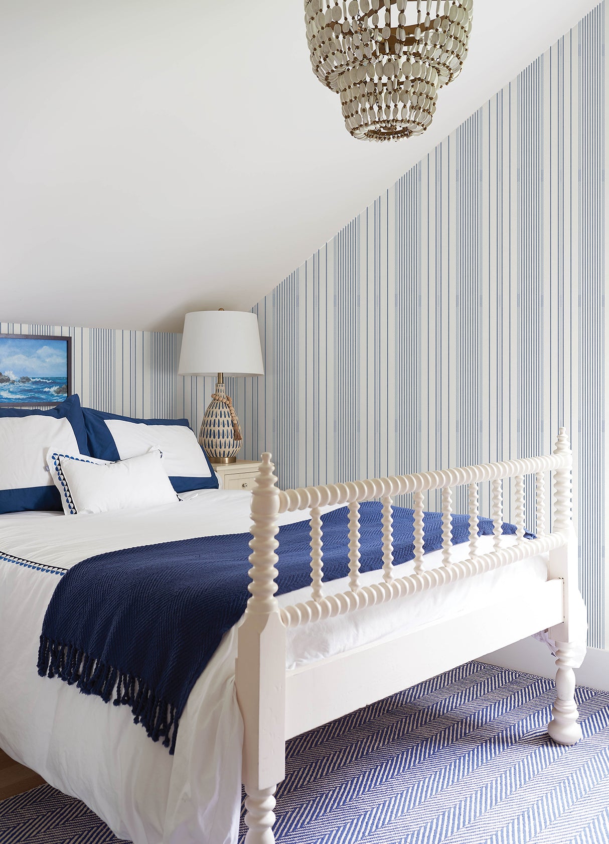 Navarres Stripe Blue by A-Street Prints Faux Linen Wallpaper- A-Street Prints 4172-27484