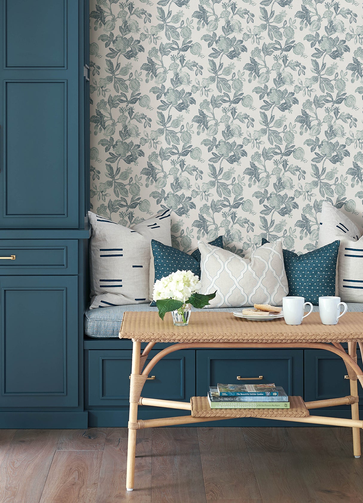 Beach Rose Teal by A-Street Prints Floral Fruits Wallpaper- A-Street Prints 4172-27494