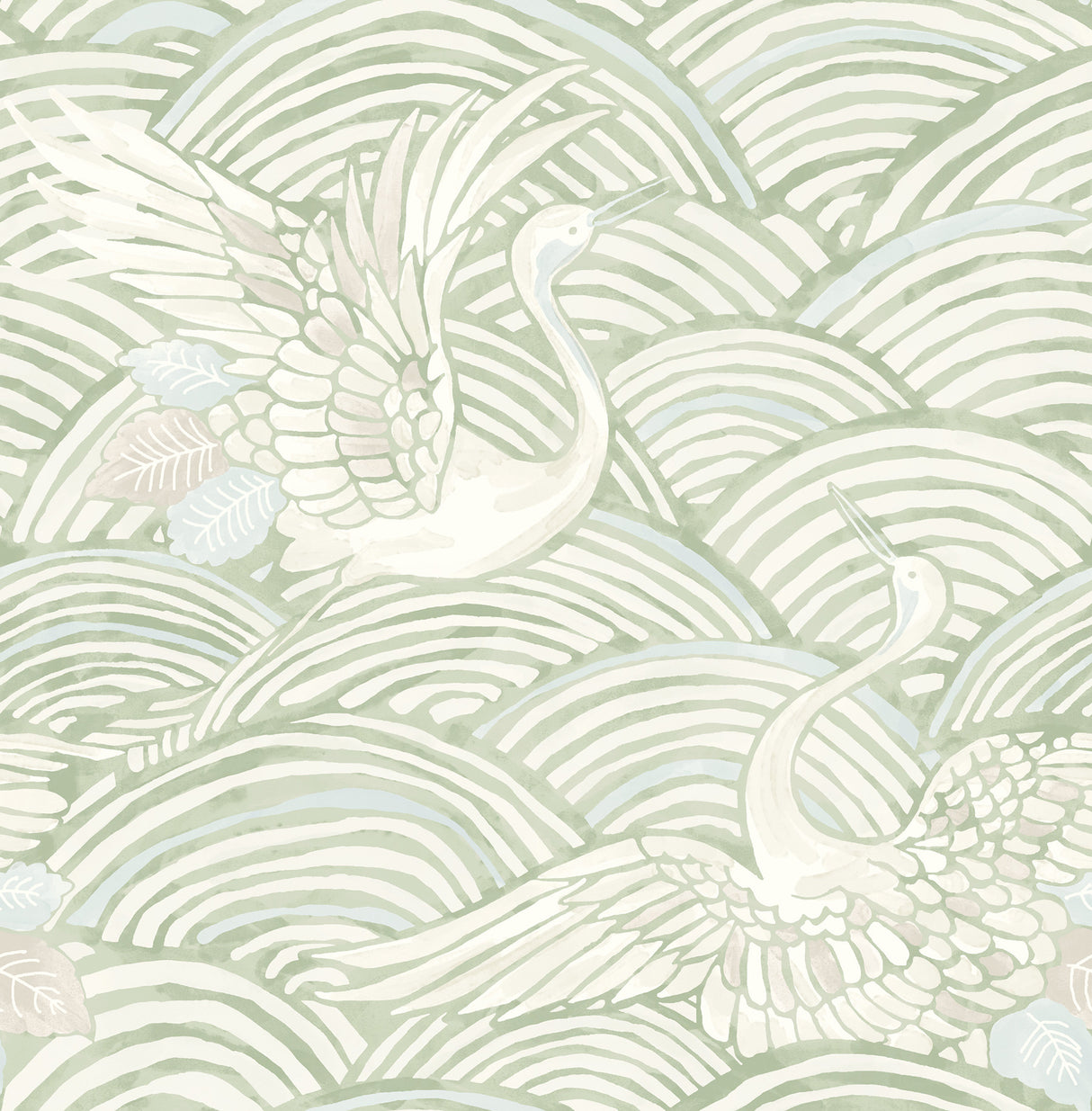 Egret Sage Tidal Dance Wallpaper by A-Street Prints