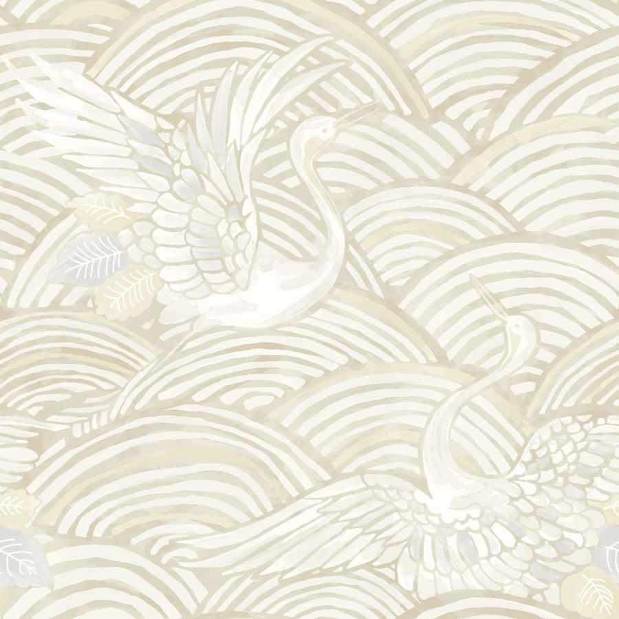 Egret Neutral Tidal Dance Wallpaper in Neutrals by A-Street Prints