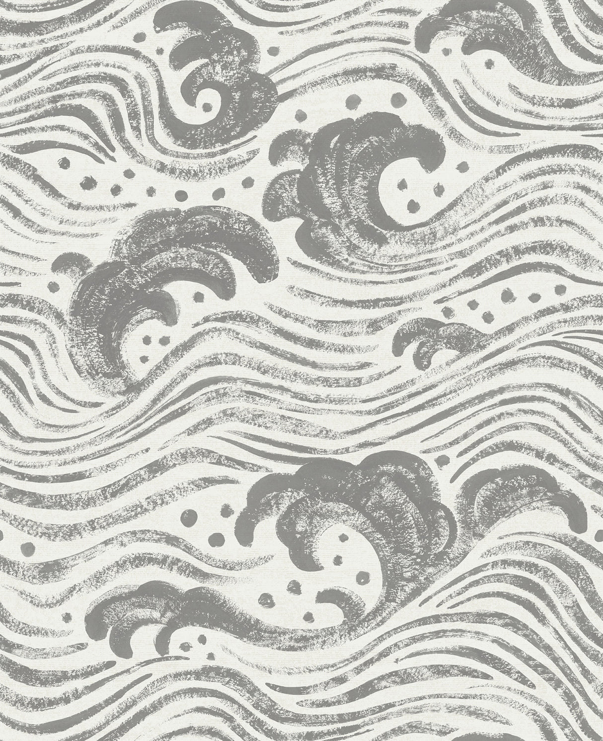 Swell Charcoal Ocean Wave Wallpaper roll and pattern