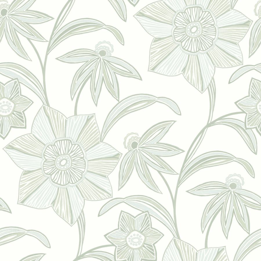 Star Flower Light Green Floral Trail Wallpaper – A-Street Prints