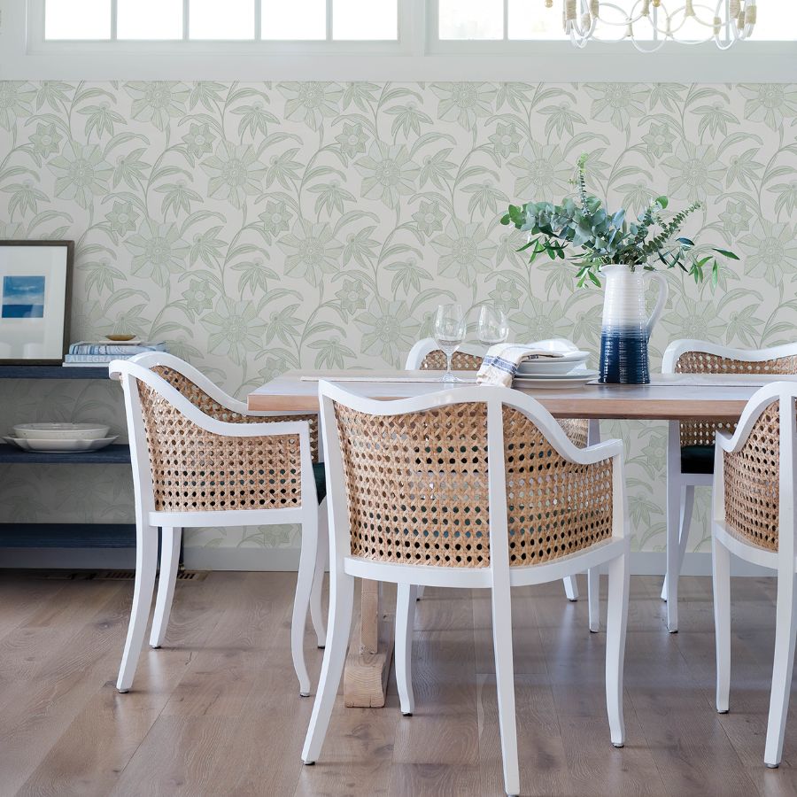Star Flower Light Green by A-Street Prints Floral Trail Wallpaper- A-Street Prints 4172-27513