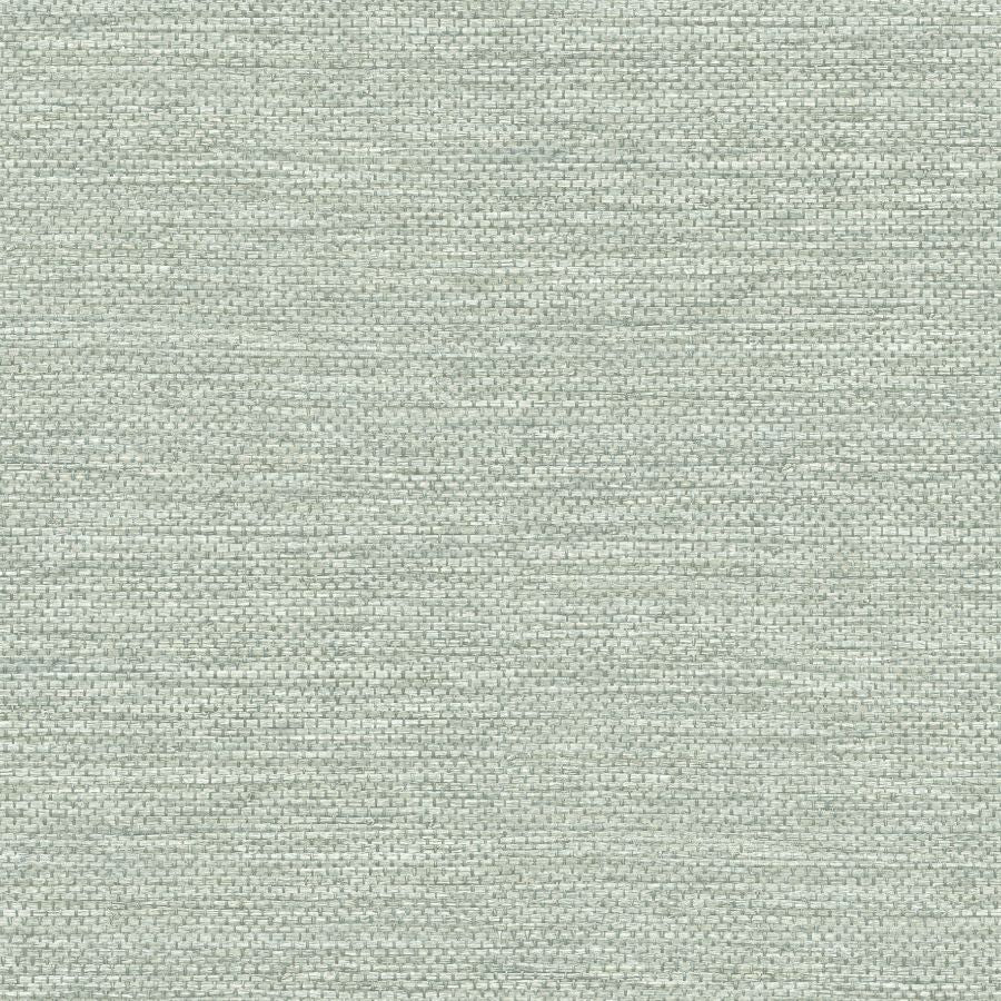 A-Street Prints Malin Seafoam Faux Grasscloth Wallpaper sample swatch showing woven-look texture in soft seafoam blue-green.