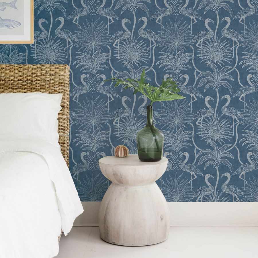 Biscayne Navy by A-Street Prints Flamingo Beach Wallpaper – A-Street Prints 4172-82006