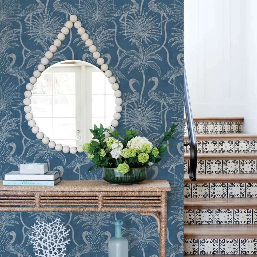 Biscayne Navy by A-Street Prints Flamingo Beach Wallpaper – A-Street Prints 4172-82006