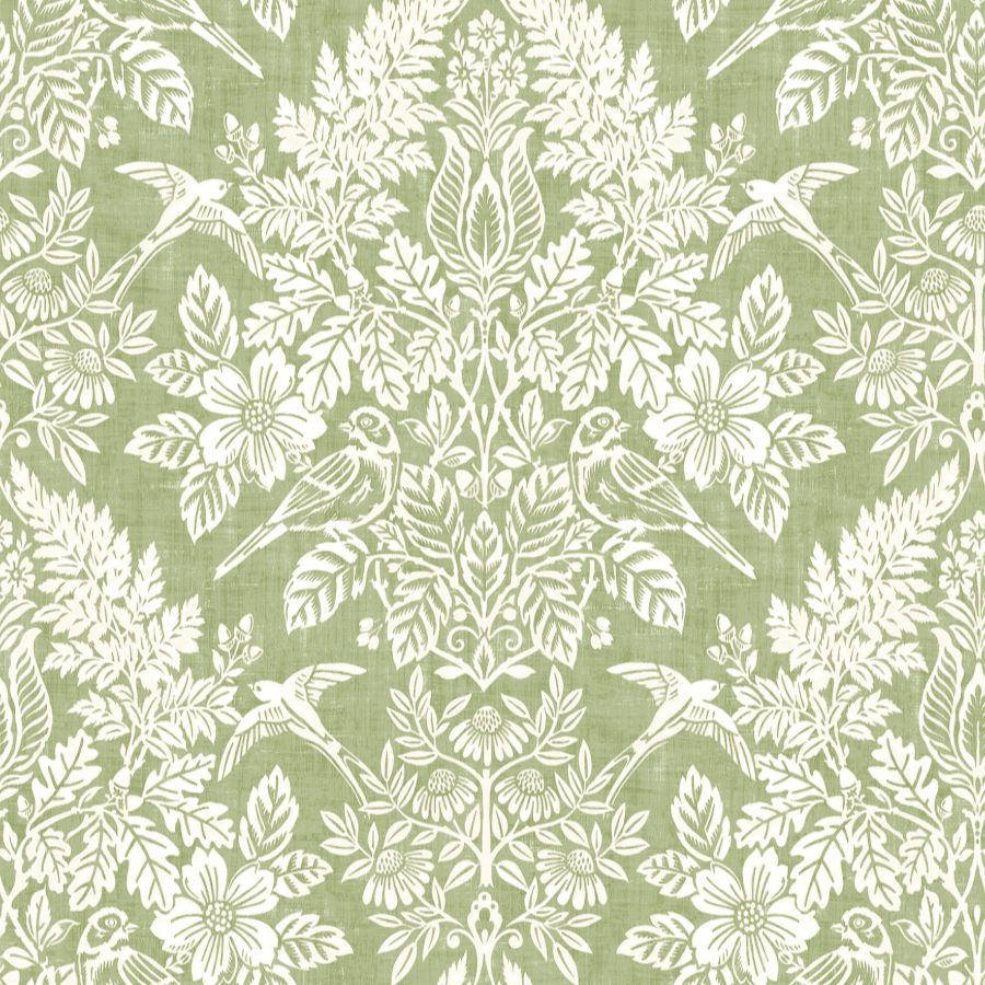 Finch Light Green Woodland Damask Wallpaper by A-Street Prints, SKU 4173-27620