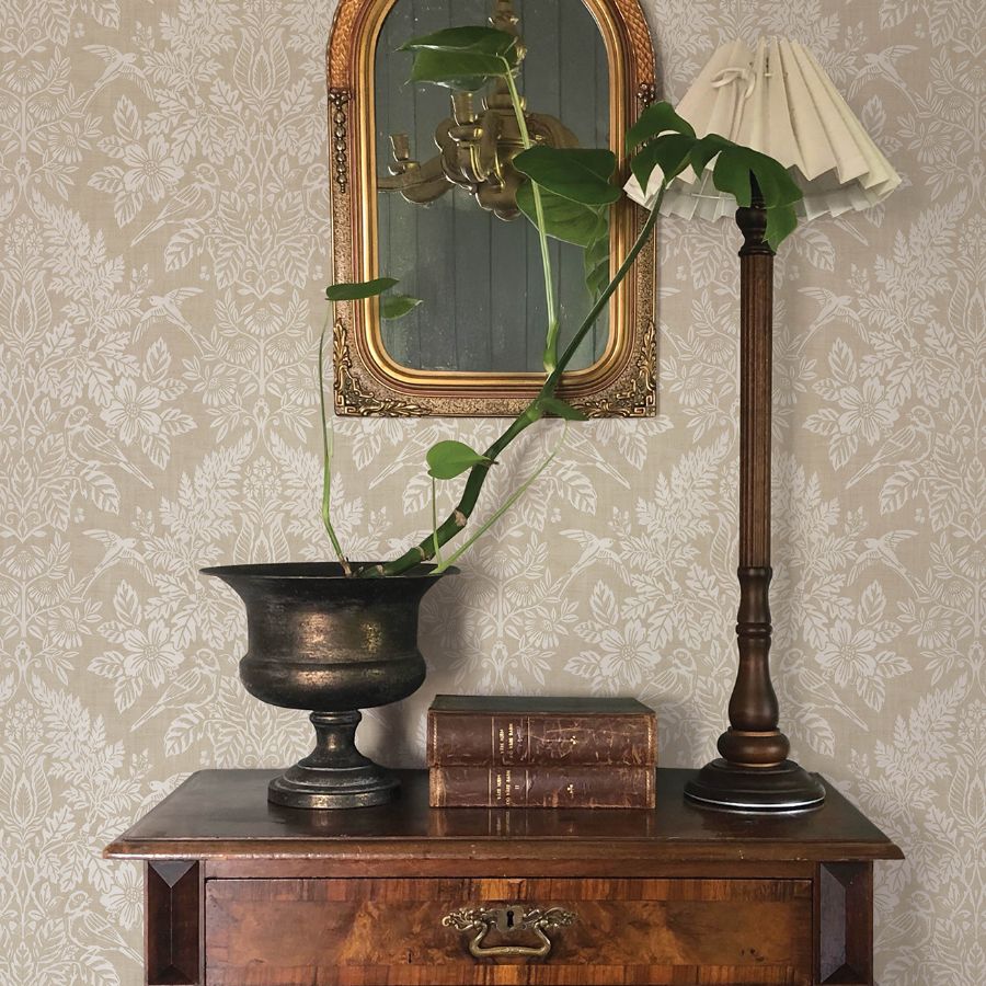 Finch Neutral by Chris Loves Julia Woodland Damask Wallpaper – A-Street Prints 4173-27621