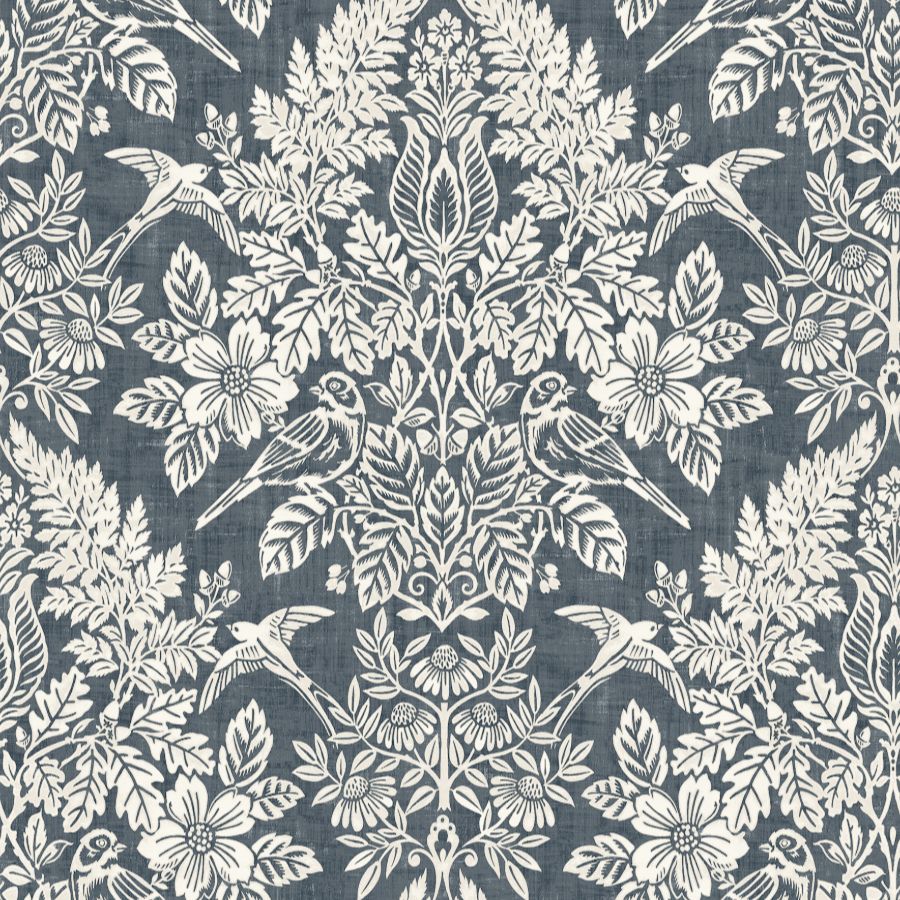 Finch Blue Woodland Damask Wallpaper by A-Street Prints