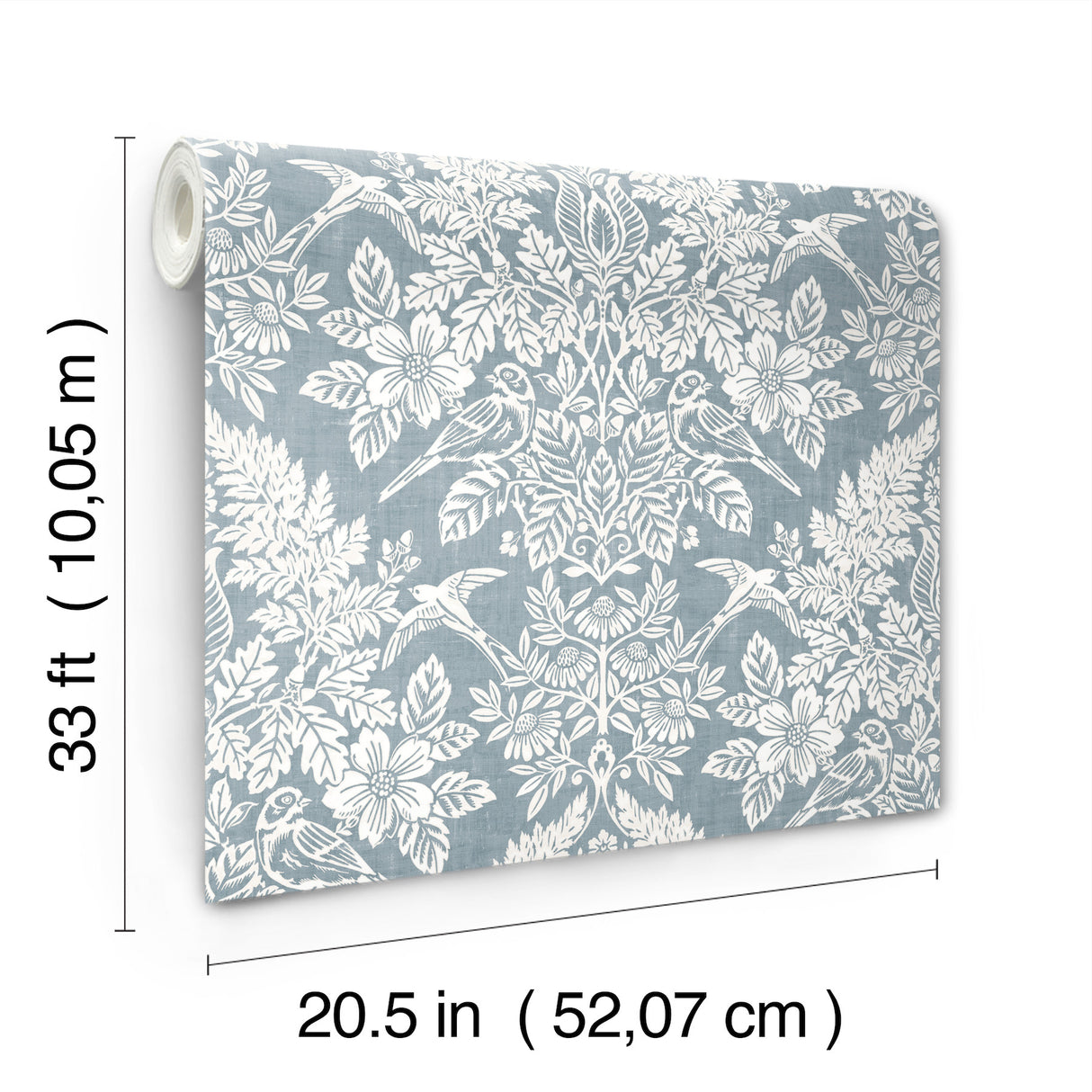 Finch Light Blue by Chris Loves Julia Woodland Damask Wallpaper – A-Street Prints 4173-27623