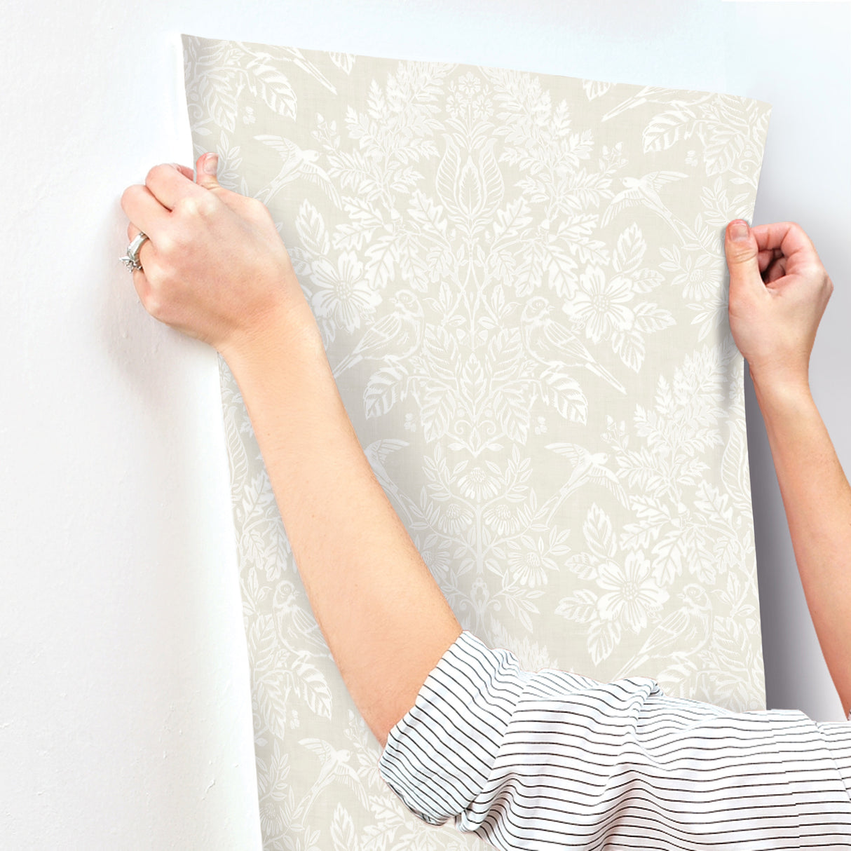 Finch Ivory by Chris Loves Julia Woodland Damask Wallpaper – A-Street Prints 4173-27624