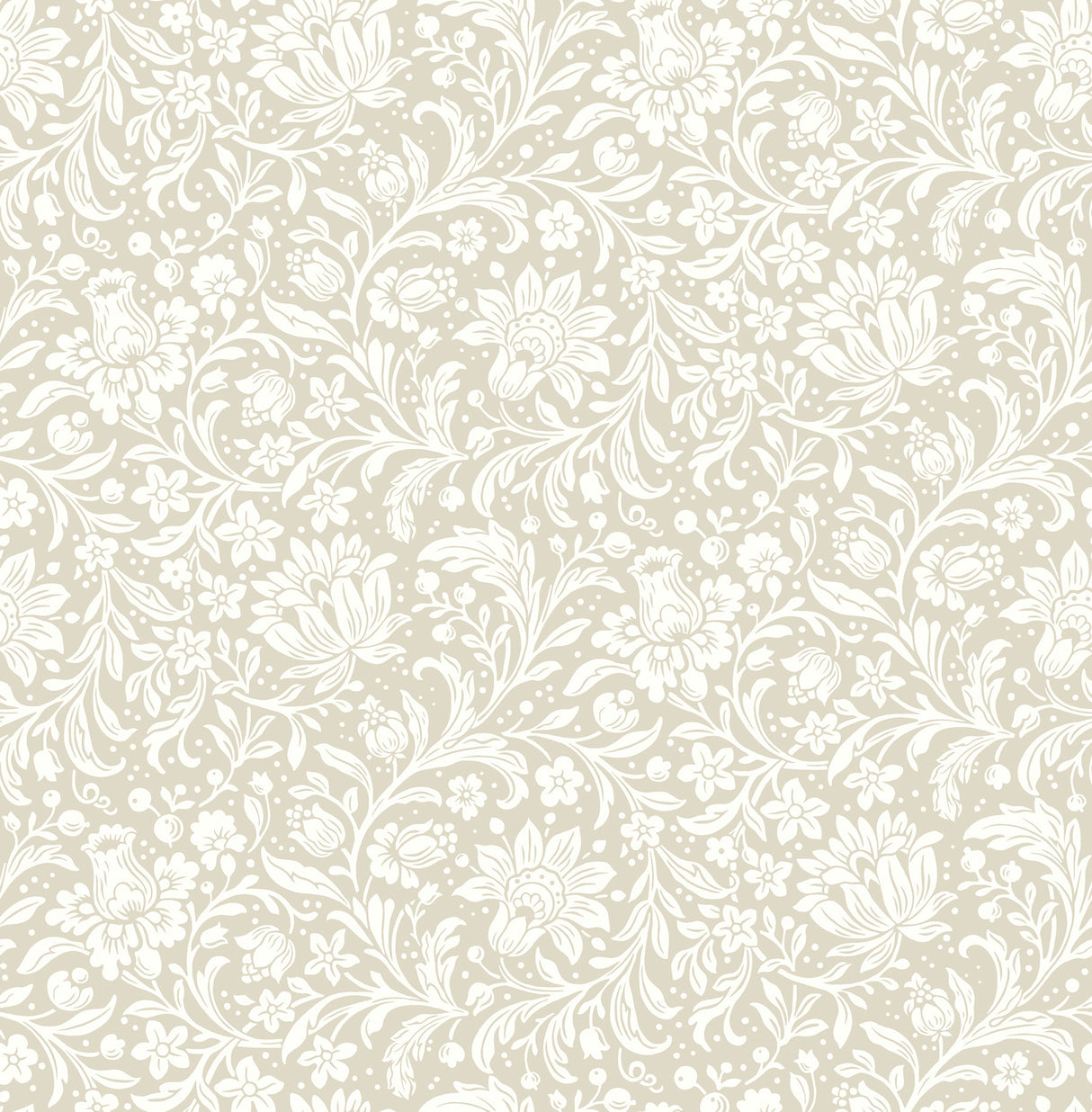 Hague Beige Floral Trail Wallpaper by A-Street Prints