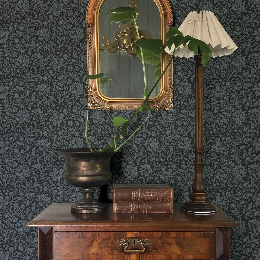 Hague Dark Blue by Chris Loves Julia Floral Trail Wallpaper – A-Street Prints 4173-27626