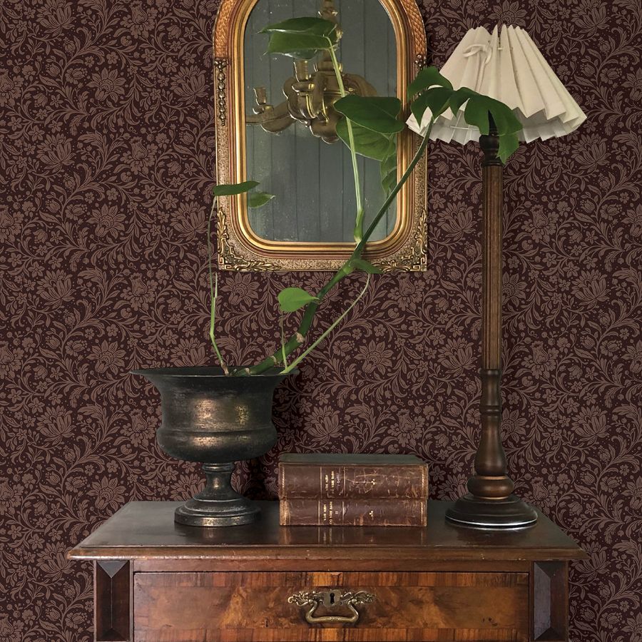 Hague Burgundy by Chris Loves Julia Floral Trail Wallpaper – A-Street Prints 4173-27627