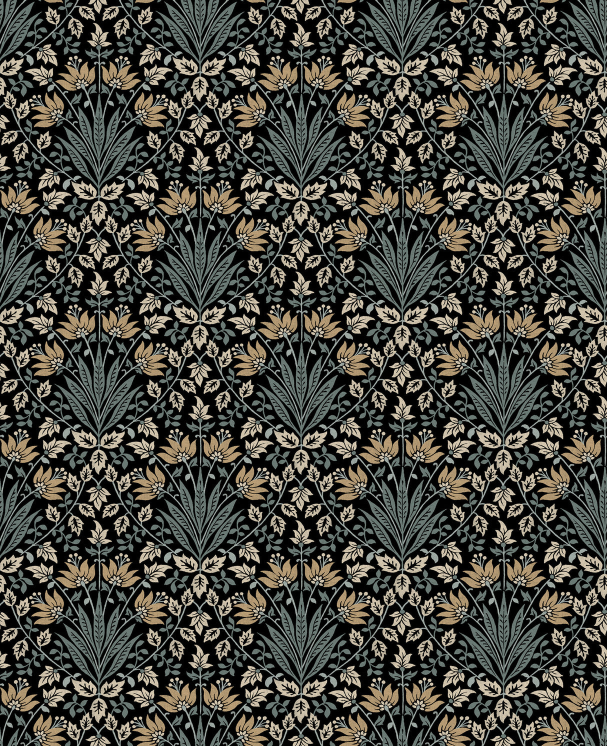 Woodbury Black Floral Damask Wallpaper – A-Street Prints 4173-27630
