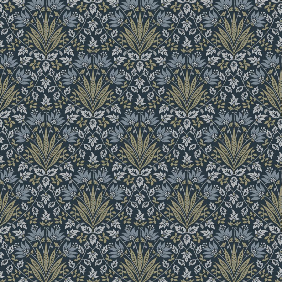 Woodbury Navy Floral Damask Wallpaper by A-Street Prints