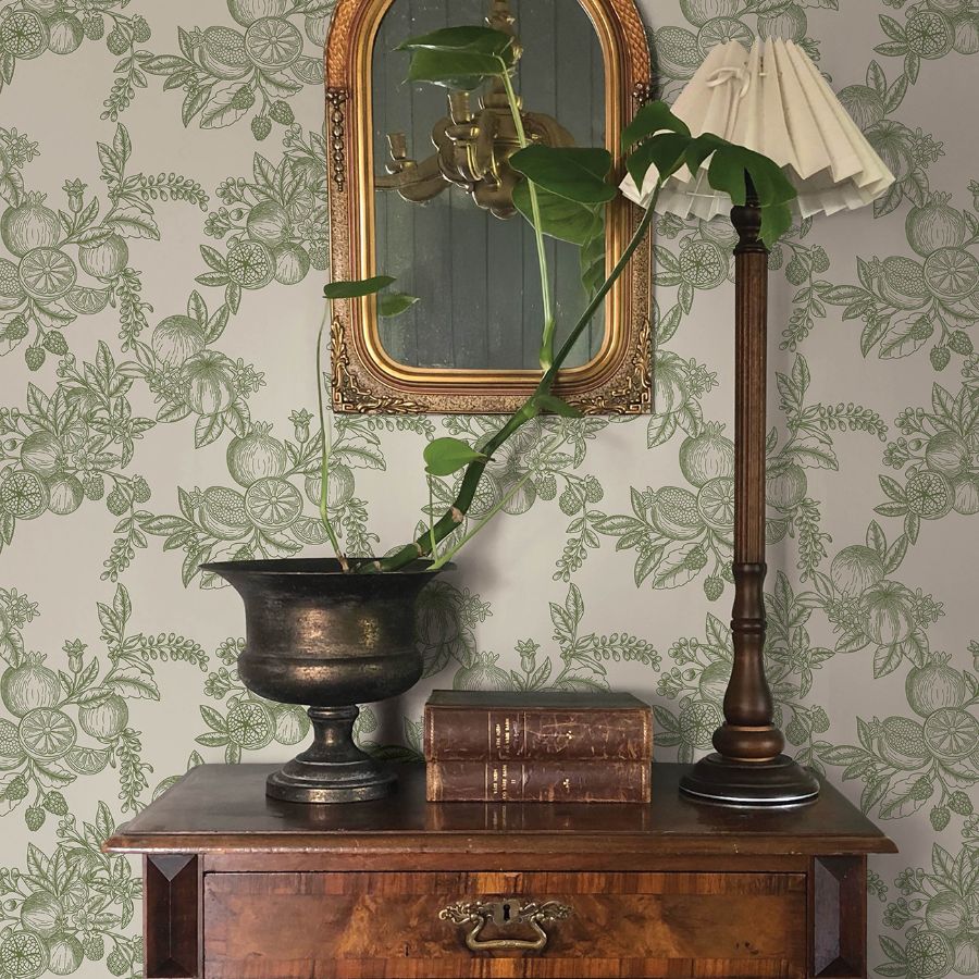 Gerty Green by Chris Loves Julia Fruit Toile Wallpaper – A-Street Prints 4173-27636