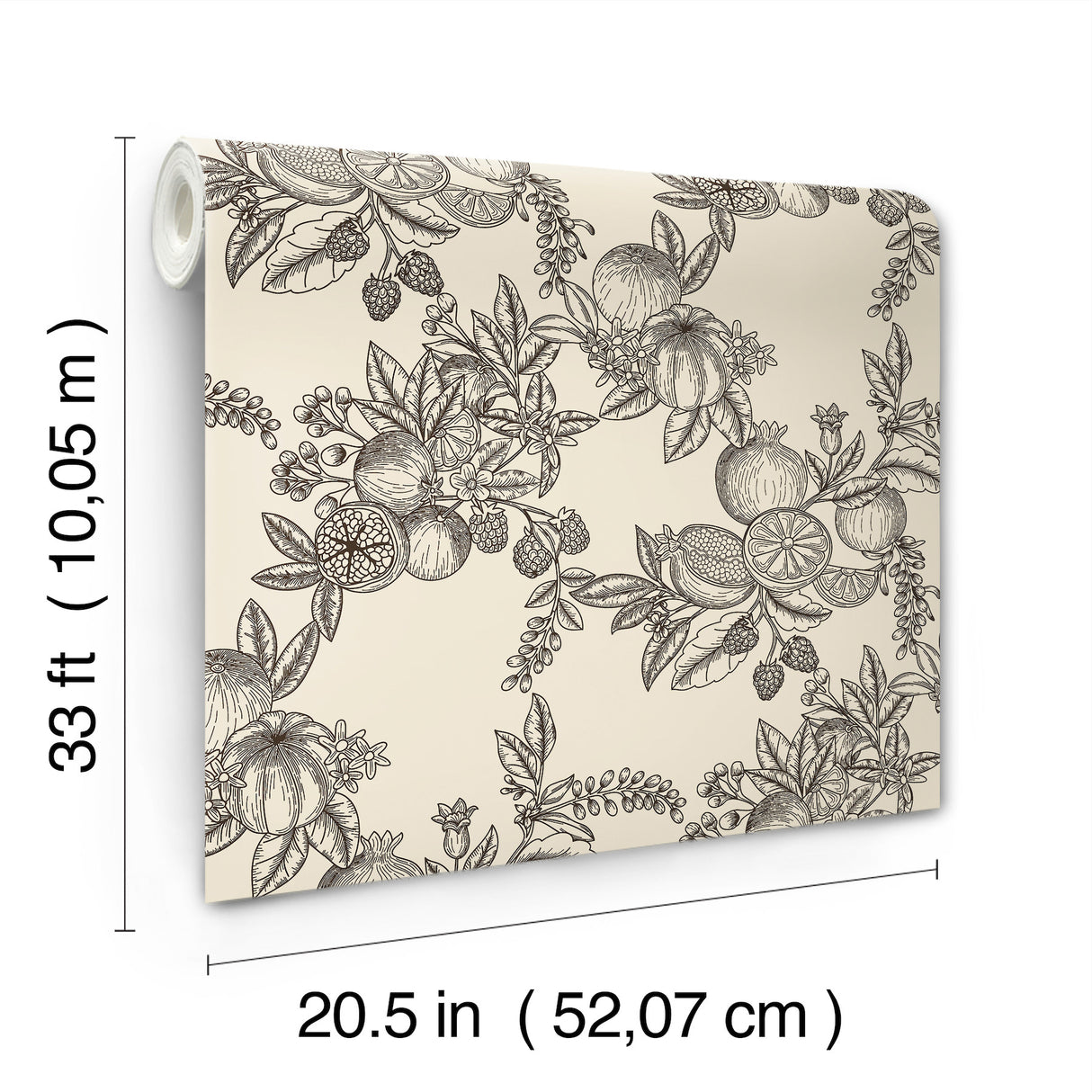 Gerty Black by Chris Loves Julia Fruit Toile Wallpaper – A-Street Prints 4173-27637