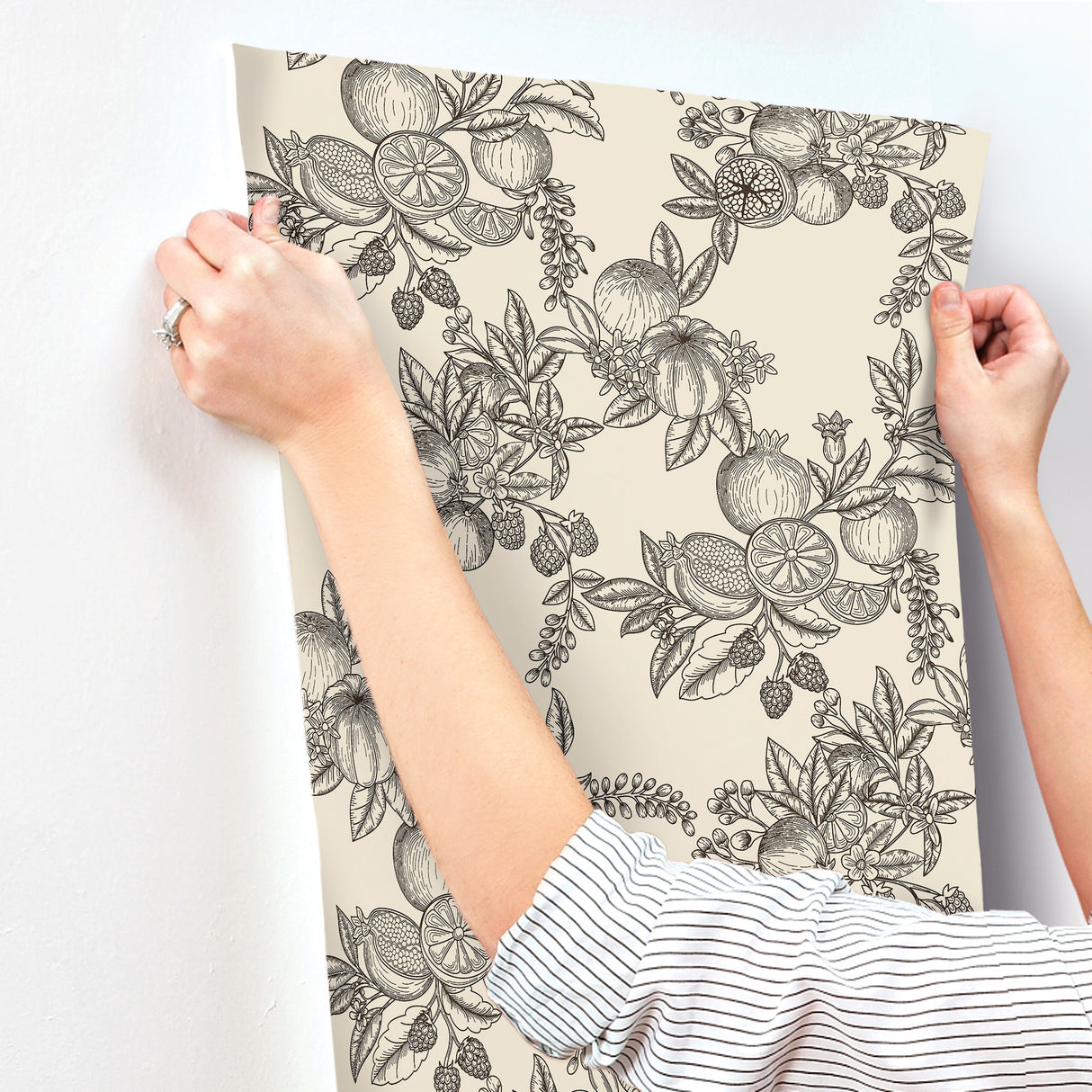 Gerty Black by Chris Loves Julia Fruit Toile Wallpaper – A-Street Prints 4173-27637