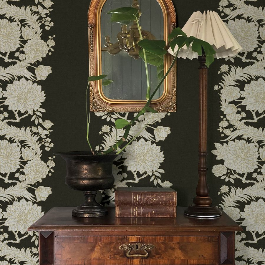 Gisela Black by Chris Loves Julia Floral Columns Wallpaper – A-Street Prints 4173-27641