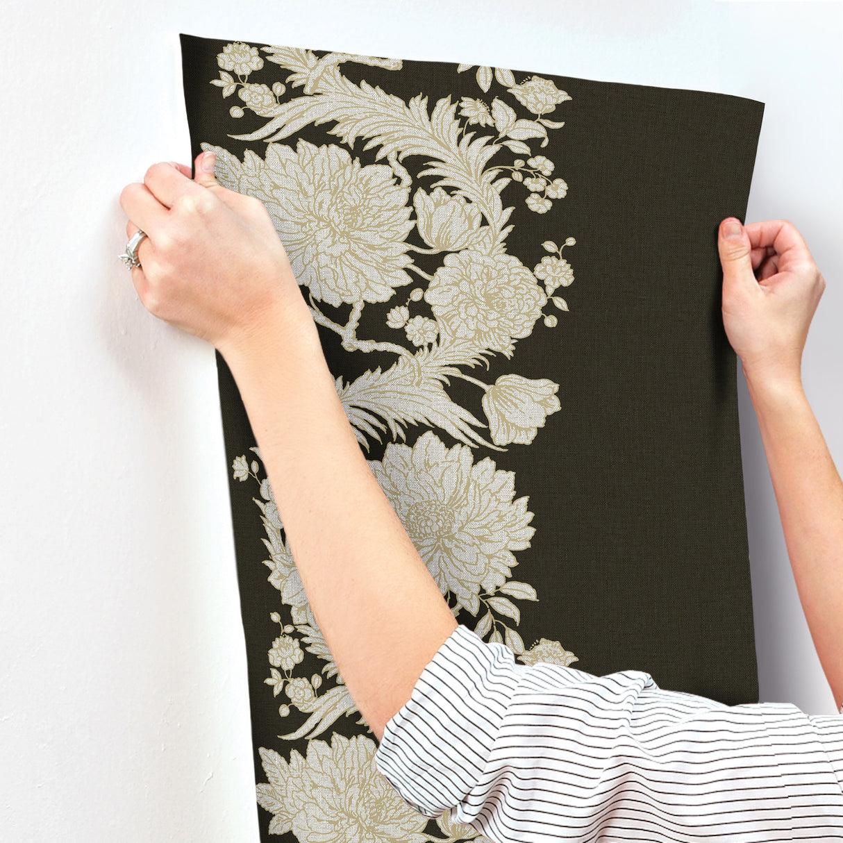 Gisela Black by Chris Loves Julia Floral Columns Wallpaper – A-Street Prints 4173-27641