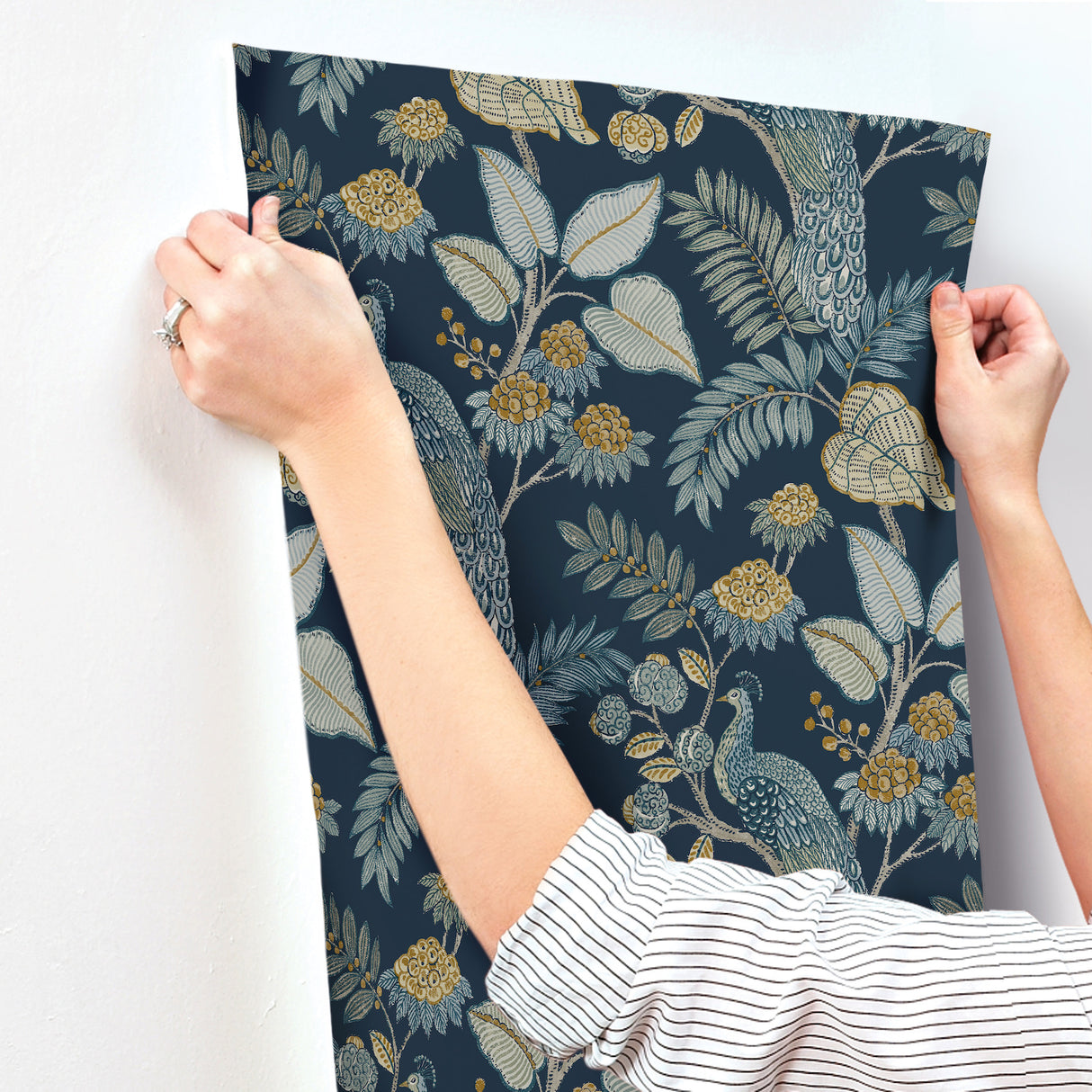 Geneva Dark Blue by Chris Loves Julia Peacock Paradise Wallpaper – A-Street Prints 4173-27643