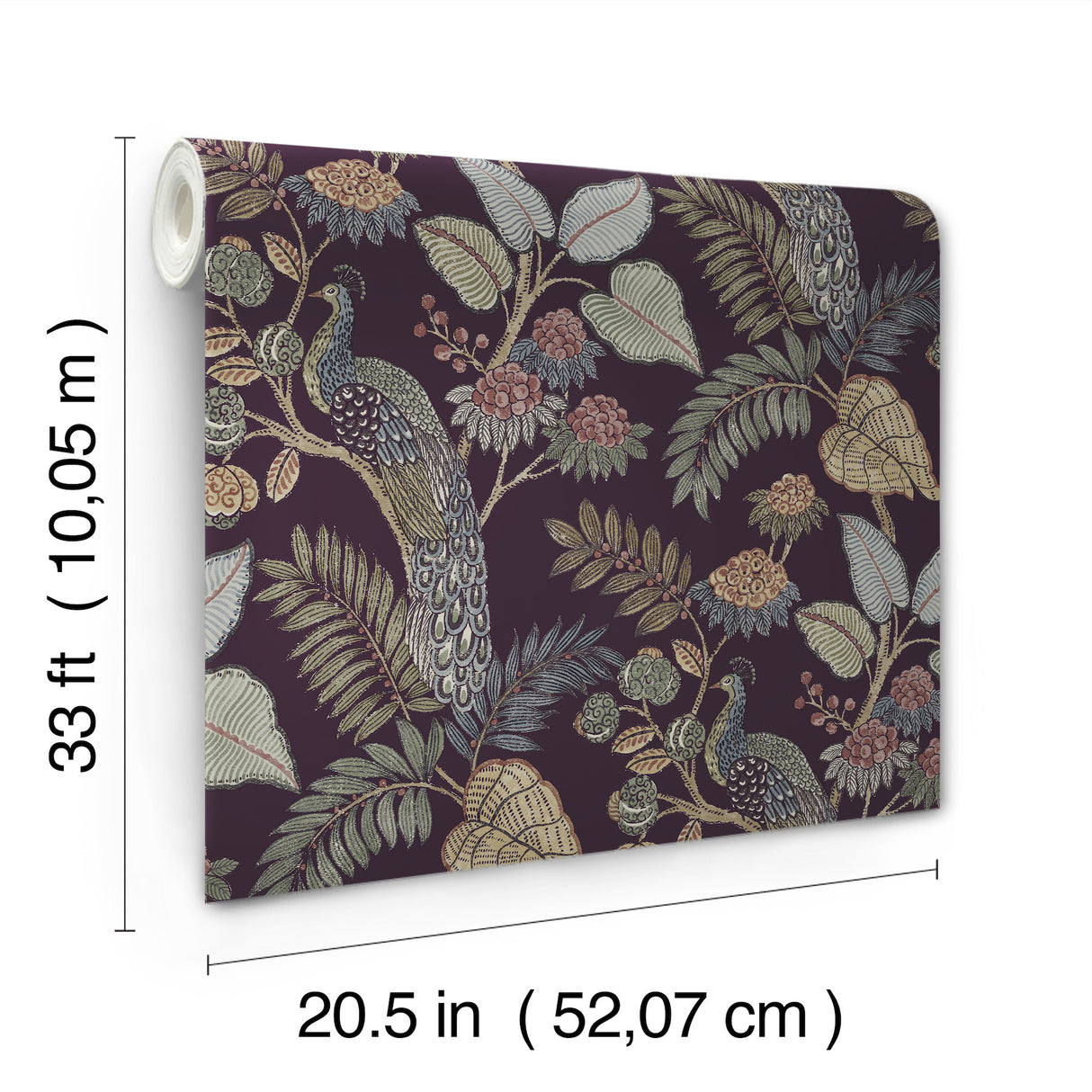 Geneva Plum Peacock Paradise by Chris Loves Julia Wallpaper – A-Street Prints 4173-27644