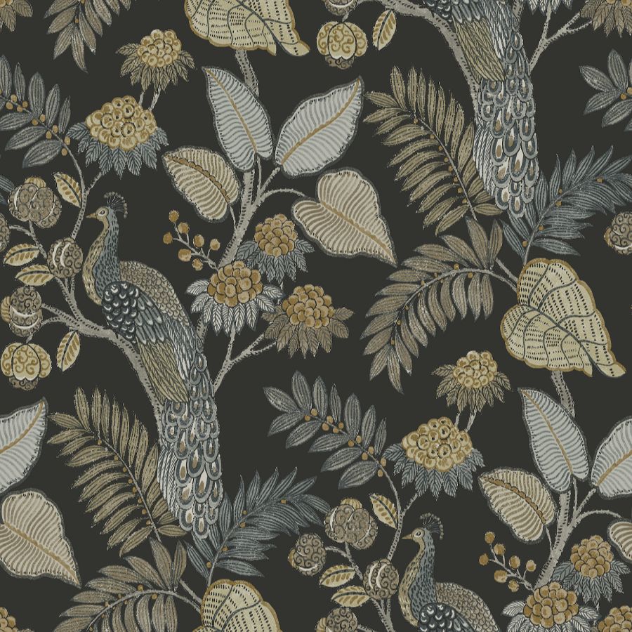Geneva Black Peacock Paradise Wallpaper by A-Street Prints