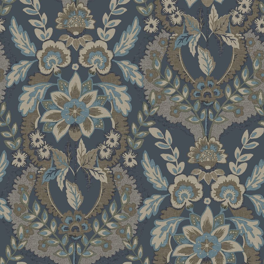 A-Street Prints Collins Teal Damask Wallpaper 4173-27653 room and pattern view