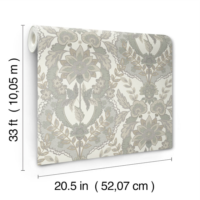 Collins Light Blue by Chris Loves Julia Damask Wallpaper – A-Street Prints 4173-27655