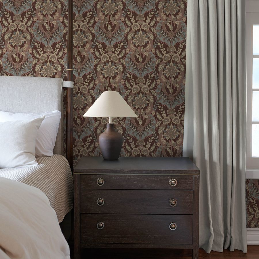 Collins Plum by Chris Loves Julia Damask Wallpaper – A-Street Prints 4173-27656